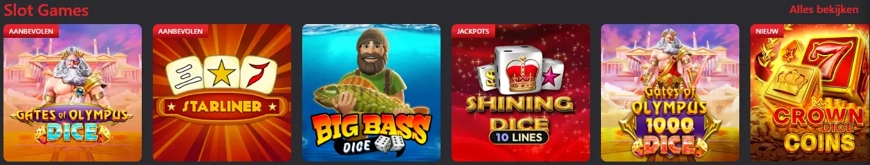 Algemene weergave van de casino spelencollectie